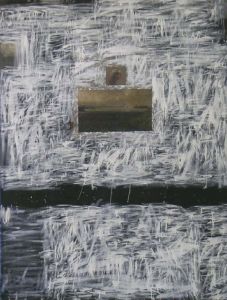 Maciej Linttner: Ansicht mit Riemen, Öl auf Leinwand, 170 x 130 cm
