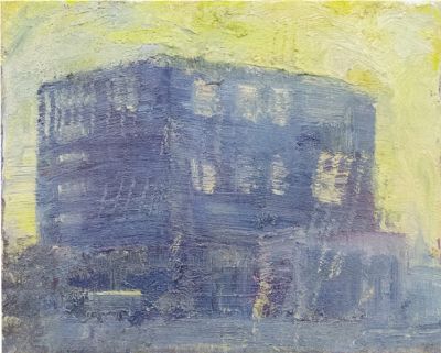 Stefan Lang: „Stadthaus II“, Öl auf Leinwand, 40 x 50 cm, 2002